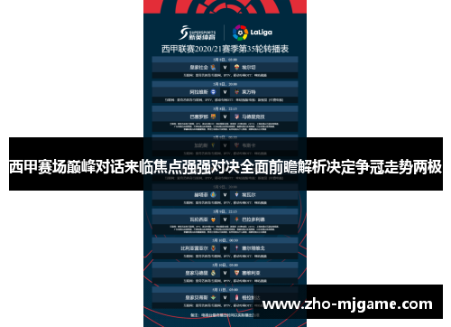 西甲赛场巅峰对话来临焦点强强对决全面前瞻解析决定争冠走势两极 西甲赛场巅峰对话来临焦点强强对决全面前瞻解析决定争冠走势两极